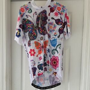 Weimostar Colorful Butterfly Cycling Jersey Womens Size XL